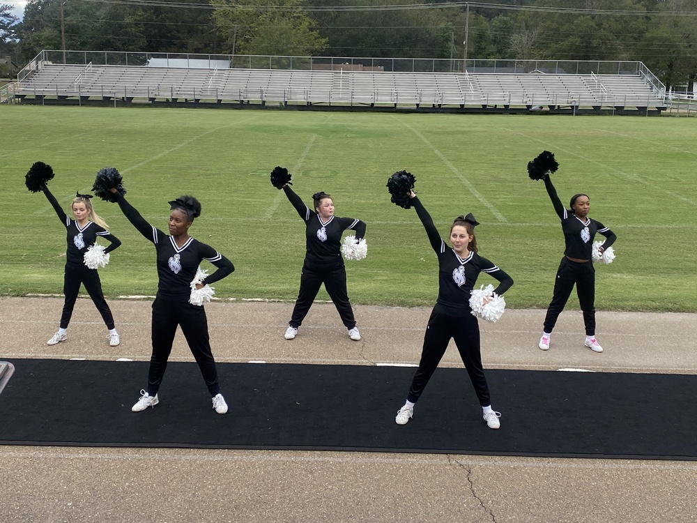 Cheerleaders leading a cheer
