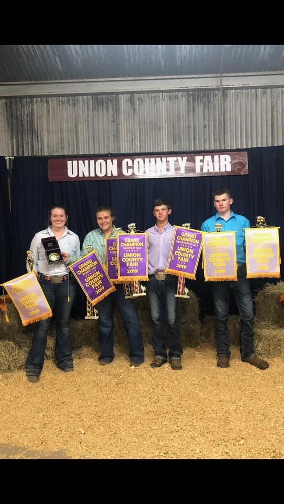Union County Fair Winners, Kaylee Armstrong, Kendall Key, Colton Thomas and Trey Darden